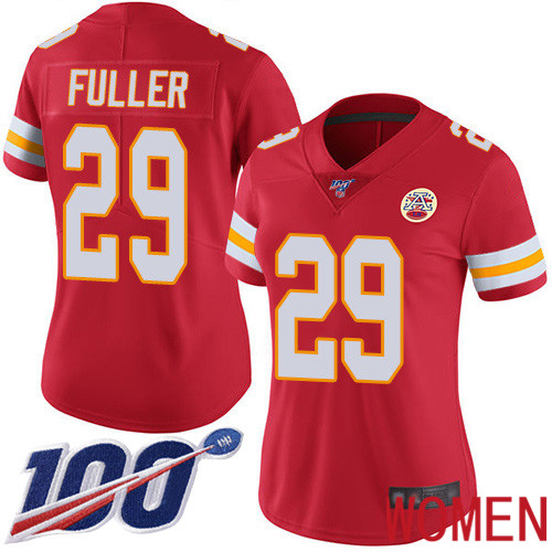 Women Kansas City Chiefs 29 Fuller Kendall Red Team Color Vapor Untouchable Limited Player 100th Season Football Nike NFL Jersey